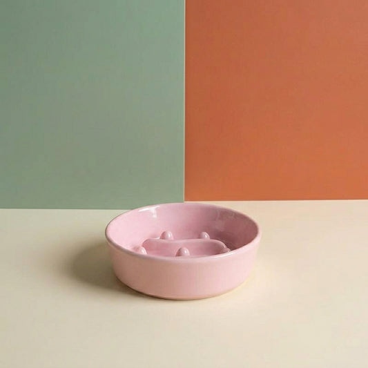 Ceramic Anti-choke Slow Feeder Bowl, Anti-slip Anti-tip Pet Bowl
