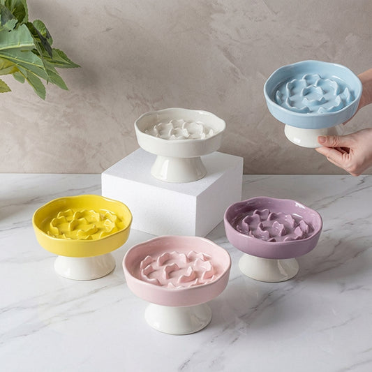 Ceramic Slow Feeder Bowl, Neck Protection Anti-tip Pet Bowl