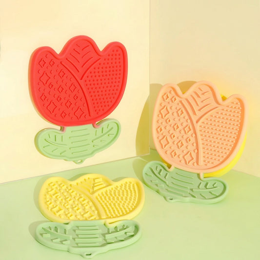 Tulip Silicone Licking Mat, Multi-function Slow Feeder for Small & Medium Dogs